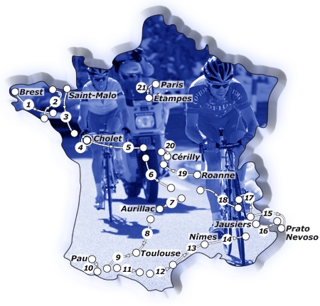 Streckenkarte Tour de France 2008
