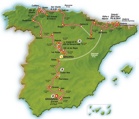 Streckenkarte Vuelta a España 2008