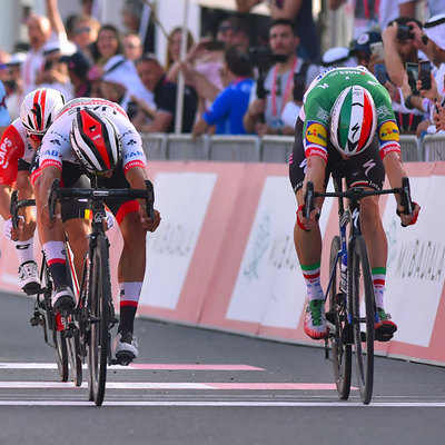 Foto zu dem Text "Gaviria holt sich an der Big Flag mit Kristoff als Anfahrer den Sieg"