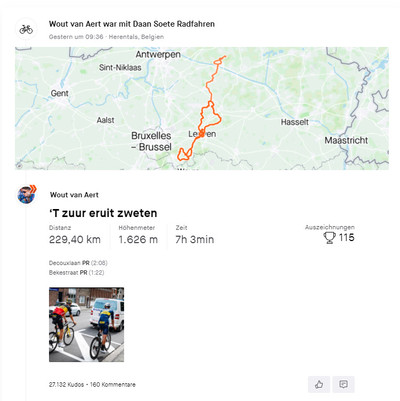 Foto zu dem Text "230 km: Erholungsründchen der besonderen Art für Van Aert"