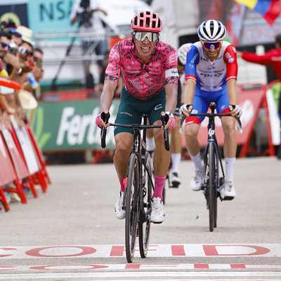 Pictures with text "After victories at the Giro and the Tour, Uran also celebrated at the Vuelta"