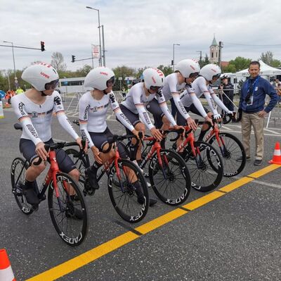 The U23 National Team is third in the team time trial