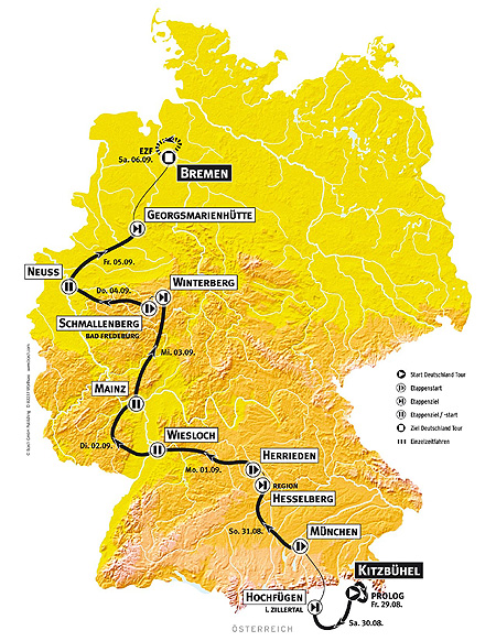 Streckenkarte Lidl Deutschland Tour 2008