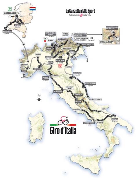 Streckenkarte Giro d´Italia 2010