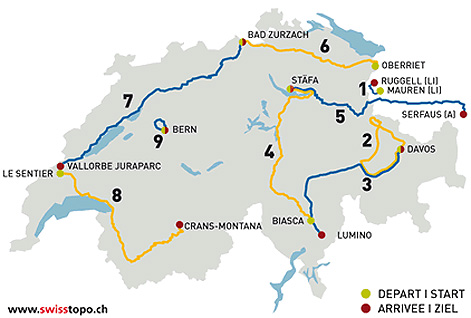 Streckenkarte Tour de Suisse 2009