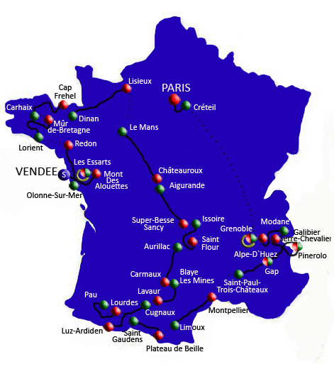 Streckenkarte Tour de France 2011